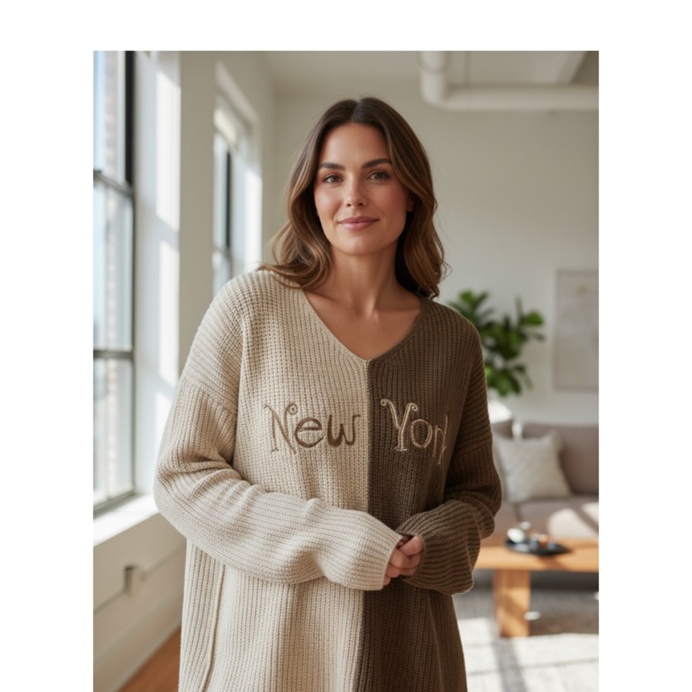 Women’s 3x Two-Tone  Sweater featuring New York cozy